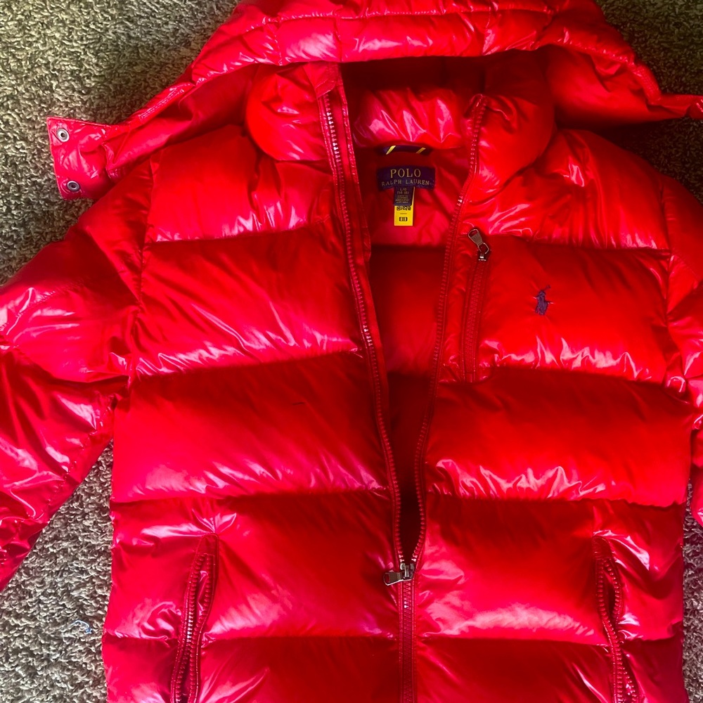 I am selling a red Ralph Lauren puff coat size 16 in boys